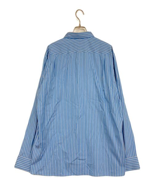 AURALEE（オーラリー）AURALEE (オーラリー) COTTON SILK STRIPE DOUBLEーCUFF SHIRT/コットンシルクストライプダブルカフスシャツ ブルー サイズ:4の古着・服飾アイテム