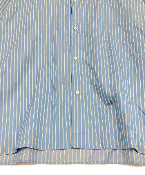 AURALEE（オーラリー）AURALEE (オーラリー) COTTON SILK STRIPE DOUBLEーCUFF SHIRT/コットンシルクストライプダブルカフスシャツ ブルー サイズ:4の古着・服飾アイテム