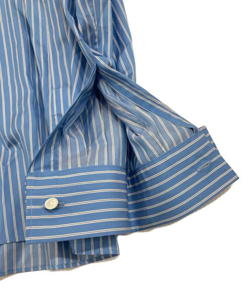 AURALEE（オーラリー）AURALEE (オーラリー) COTTON SILK STRIPE DOUBLEーCUFF SHIRT/コットンシルクストライプダブルカフスシャツ ブルー サイズ:4の古着・服飾アイテム