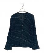 JURGEN LEHLヨーガンレール）の古着「シワ加工ボーダーカーディガン」｜ブラック