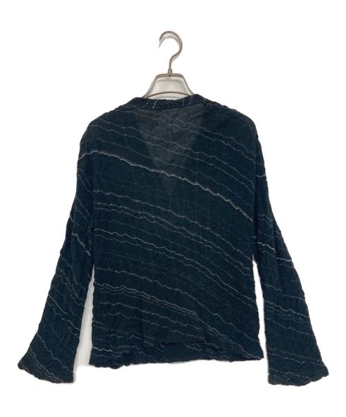 JURGEN LEHL（ヨーガンレール）JURGEN LEHL (ヨーガンレール) シワ加工ボーダーカーディガン ブラック サイズ:Mの古着・服飾アイテム