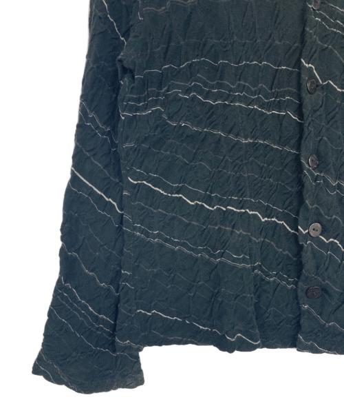 JURGEN LEHL（ヨーガンレール）JURGEN LEHL (ヨーガンレール) シワ加工ボーダーカーディガン ブラック サイズ:Mの古着・服飾アイテム