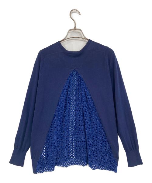 sacai luck（サカイラック）sacai luck (サカイラック) レース切替カーディガン ネイビー サイズ:2の古着・服飾アイテム
