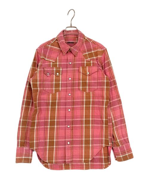 KAPITAL（キャピタル）KAPITAL (キャピタル) チェックウエスタンシャツ ピンク サイズ:3の古着・服飾アイテム