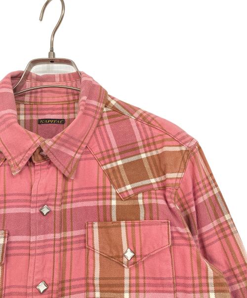 KAPITAL（キャピタル）KAPITAL (キャピタル) チェックウエスタンシャツ ピンク サイズ:3の古着・服飾アイテム