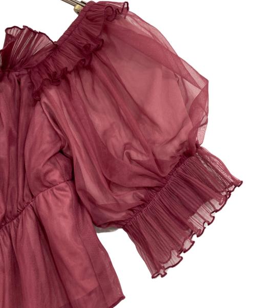 Snidel（スナイデル）Snidel (スナイデル) Sustainableギャザーオフショルブラウス レッド サイズ:ONE SIZEの古着・服飾アイテム