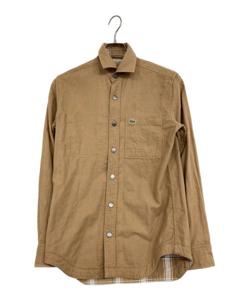 LACOSTE（ラコステ）LACOSTE (ラコステ) リバーシブルスナップボタンシャツ ブラウン×ベージュ サイズ:US Sの古着・服飾アイテム