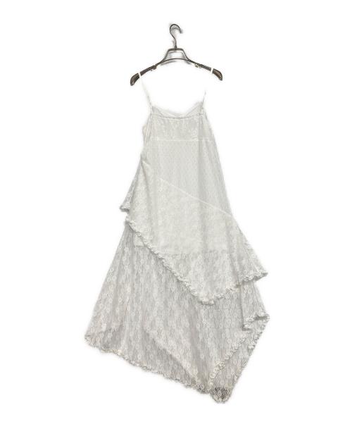 ACLENT（アクレント）ACLENT (アクレント) レーススイッチングフリルワンピース ホワイト サイズ:Fの古着・服飾アイテム