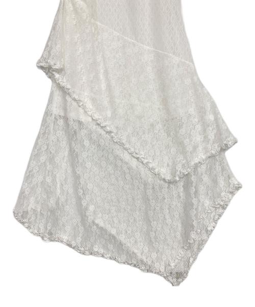 ACLENT（アクレント）ACLENT (アクレント) レーススイッチングフリルワンピース ホワイト サイズ:Fの古着・服飾アイテム