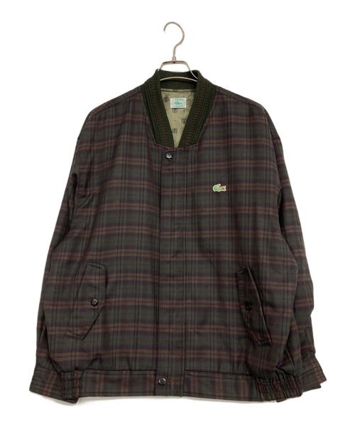 IZOD LACOSTE（アイゾッド ラコステ）IZOD LACOSTE (アイゾッド ラコステ) ワニ刺繍チェックブルゾン ブラウン サイズ:95の古着・服飾アイテム