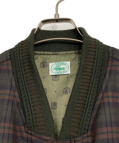IZOD LACOSTE（アイゾッド ラコステ）IZOD LACOSTE (アイゾッド ラコステ) ワニ刺繍チェックブルゾン ブラウン サイズ:95の古着・服飾アイテム