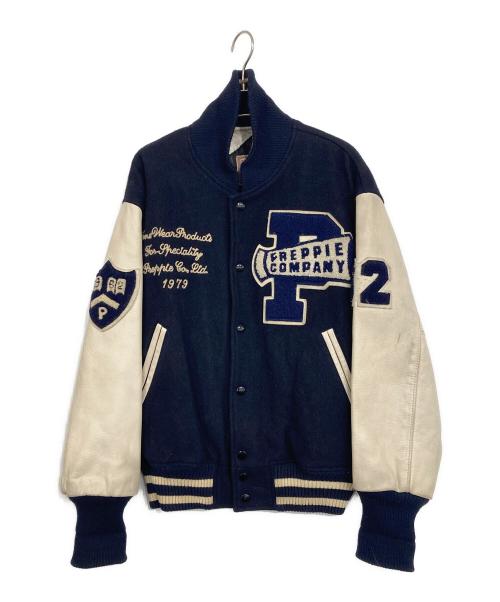 PREPPIE COMPANY（プレッピーカンパニー）PREPPIE COMPANY (プレッピーカンパニー) スタジャン ネイビー×ベージュ サイズ:SIZE Mの古着・服飾アイテム