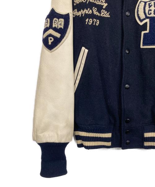 PREPPIE COMPANY（プレッピーカンパニー）PREPPIE COMPANY (プレッピーカンパニー) スタジャン ネイビー×ベージュ サイズ:SIZE Mの古着・服飾アイテム