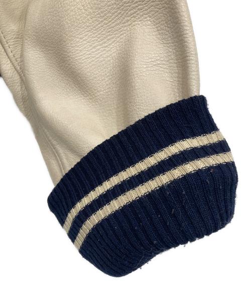 PREPPIE COMPANY（プレッピーカンパニー）PREPPIE COMPANY (プレッピーカンパニー) スタジャン ネイビー×ベージュ サイズ:SIZE Mの古着・服飾アイテム