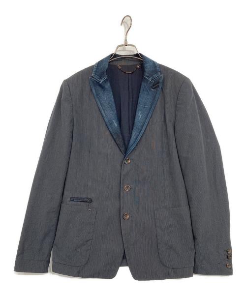 DIESEL（ディーゼル）DIESEL (ディーゼル) ラペル切替テーラードジャケット グレー サイズ:Sの古着・服飾アイテム