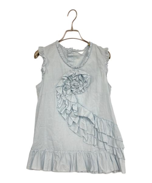 PINK HOUSE（ピンクハウス）PINK HOUSE (ピンクハウス) フリルブラウス ブルー サイズ:表記無しの古着・服飾アイテム