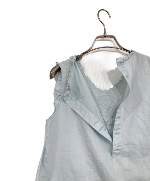 PINK HOUSE（ピンクハウス）PINK HOUSE (ピンクハウス) フリルブラウス ブルー サイズ:表記無しの古着・服飾アイテム