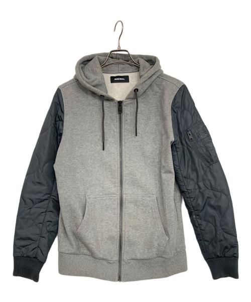 DIESEL（ディーゼル）DIESEL (ディーゼル) 切替ジップパーカー グレー サイズ:Mの古着・服飾アイテム