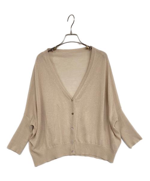 SOEJU（ソージュ）SOEJU (ソージュ) シアーコクーンVネックニットカーディガン ベージュ サイズ:SIZE Fの古着・服飾アイテム