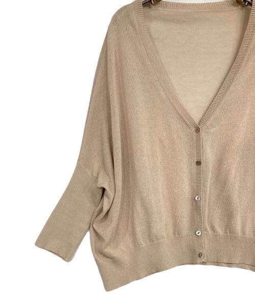SOEJU（ソージュ）SOEJU (ソージュ) シアーコクーンVネックニットカーディガン ベージュ サイズ:SIZE Fの古着・服飾アイテム