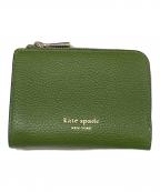 Kate Spadeケイトスペード）の古着「アヴァ カラーブロックド ジップ バイフォールド ウォレット」｜カーキ×ベージュ