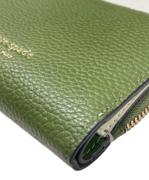 Kate Spade（ケイトスペード）Kate Spade (ケイトスペード) アヴァ カラーブロックド ジップ バイフォールド ウォレット カーキ×ベージュの古着・服飾アイテム