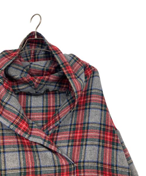 mizuiro-ind（ミズイロインド）mizuiro-ind (ミズイロインド) チェックカーディガン グレー×レッド サイズ:-の古着・服飾アイテム