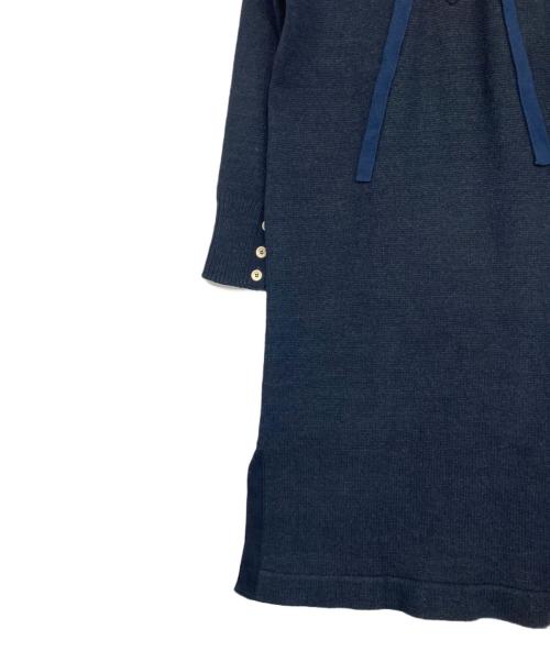 45R（フォーティファイブ・アール）45R (フォーティファイブ・アール) レースアップニットワンピース ネイビーの古着・服飾アイテム