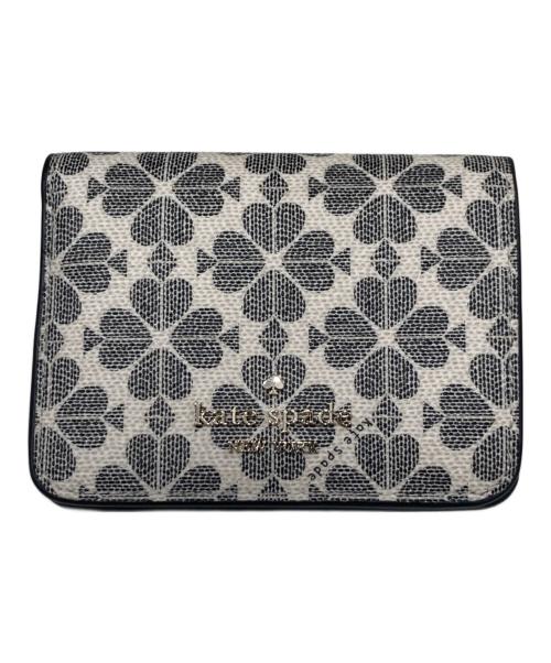 Kate Spade（ケイトスペード）Kate Spade (ケイトスペード) スペード フラワー スモール バイフォールド ウォレット ベージュ×ブラックの古着・服飾アイテム