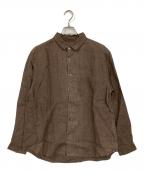nestrobe confectネストローブ コンフェクト）の古着「リネンレギュラーカラーシャツ」｜ブラウン