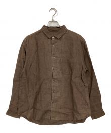nestrobe confect（ネストローブ コンフェクト）の古着「リネンレギュラーカラーシャツ」｜ブラウン