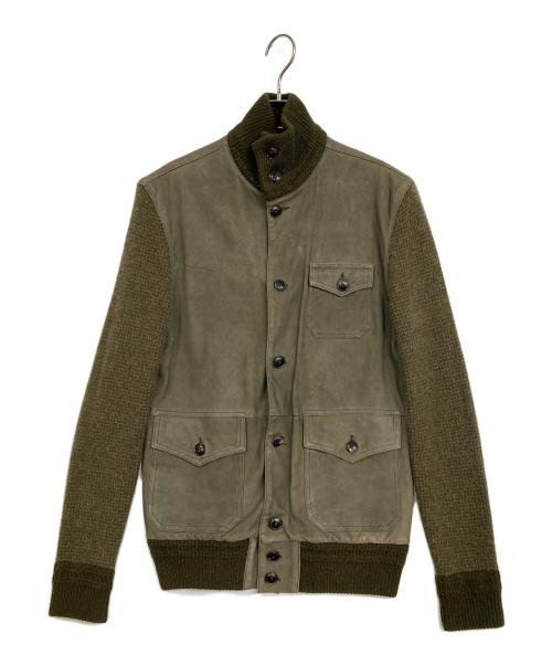 POLO RALPH LAUREN（ポロ・ラルフローレン）POLO RALPH LAUREN (ポロ・ラルフローレン) ニットスウェードジャケット カーキ サイズ:XSの古着・服飾アイテム