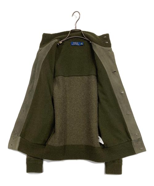 POLO RALPH LAUREN（ポロ・ラルフローレン）POLO RALPH LAUREN (ポロ・ラルフローレン) ニットスウェードジャケット カーキ サイズ:XSの古着・服飾アイテム