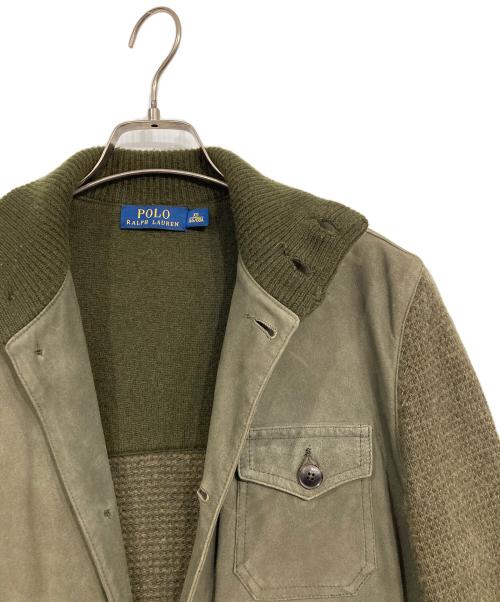 POLO RALPH LAUREN（ポロ・ラルフローレン）POLO RALPH LAUREN (ポロ・ラルフローレン) ニットスウェードジャケット カーキ サイズ:XSの古着・服飾アイテム
