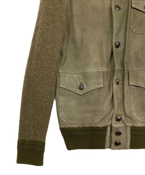POLO RALPH LAUREN（ポロ・ラルフローレン）POLO RALPH LAUREN (ポロ・ラルフローレン) ニットスウェードジャケット カーキ サイズ:XSの古着・服飾アイテム