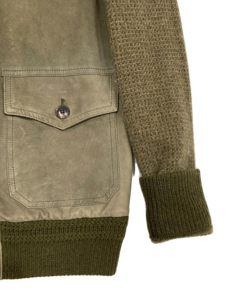 POLO RALPH LAUREN（ポロ・ラルフローレン）POLO RALPH LAUREN (ポロ・ラルフローレン) ニットスウェードジャケット カーキ サイズ:XSの古着・服飾アイテム