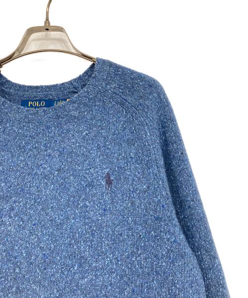 POLO RALPH LAUREN（ポロ・ラルフローレン）POLO RALPH LAUREN (ポロ・ラルフローレン) シルクブレンドクルーネックニット ブルー サイズ:SPの古着・服飾アイテム