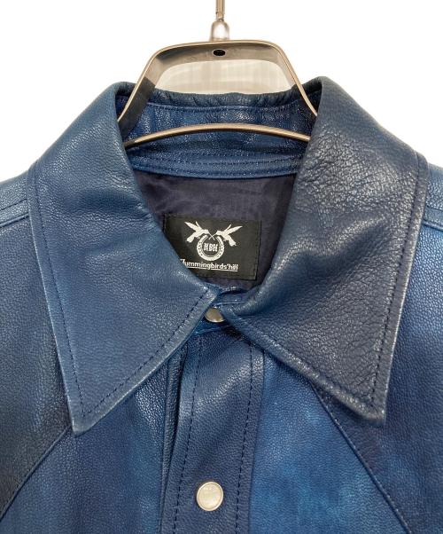 Hummingbirds'hill（ハミングバーズヒル）Hummingbirds'hill (ハミングバーズヒル) レザーウエスタンシャツ ブルー サイズ:Mの古着・服飾アイテム