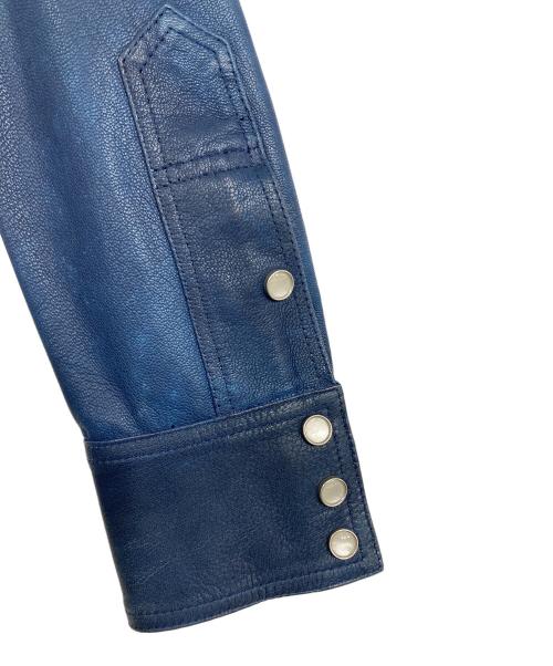 Hummingbirds'hill（ハミングバーズヒル）Hummingbirds'hill (ハミングバーズヒル) レザーウエスタンシャツ ブルー サイズ:Mの古着・服飾アイテム