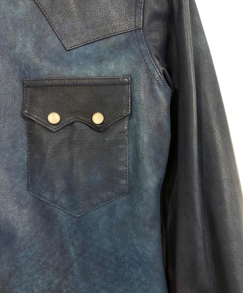 Hummingbirds'hill（ハミングバーズヒル）Hummingbirds'hill (ハミングバーズヒル) レザーウエスタンシャツ ブルー サイズ:Mの古着・服飾アイテム