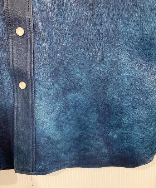 Hummingbirds'hill（ハミングバーズヒル）Hummingbirds'hill (ハミングバーズヒル) レザーウエスタンシャツ ブルー サイズ:Mの古着・服飾アイテム