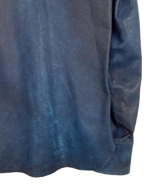 Hummingbirds'hill（ハミングバーズヒル）Hummingbirds'hill (ハミングバーズヒル) レザーウエスタンシャツ ブルー サイズ:Mの古着・服飾アイテム