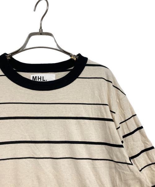 MHL（エムエイチエル）MHL (エムエイチエル) COTTON LINEN STRIPE JERSEY SS ベージュ×ブラック サイズ:SIZE Lの古着・服飾アイテム