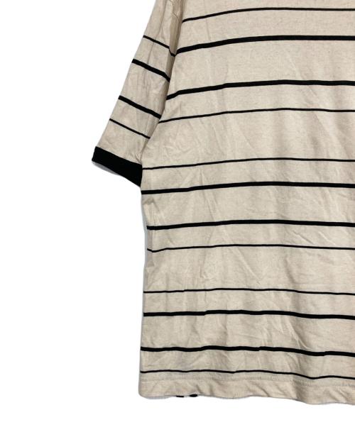 MHL（エムエイチエル）MHL (エムエイチエル) COTTON LINEN STRIPE JERSEY SS ベージュ×ブラック サイズ:SIZE Lの古着・服飾アイテム