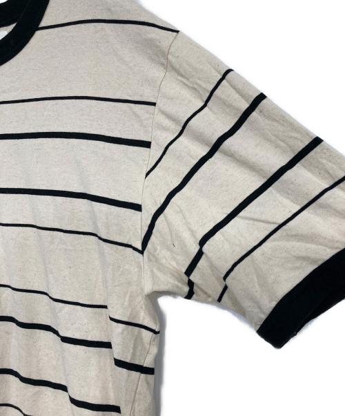 MHL（エムエイチエル）MHL (エムエイチエル) COTTON LINEN STRIPE JERSEY SS ベージュ×ブラック サイズ:SIZE Lの古着・服飾アイテム