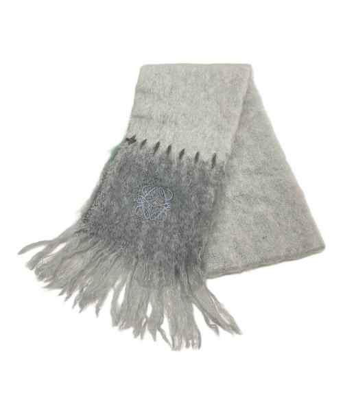 LOEWE（ロエベ）LOEWE (ロエベ) モヘアブレンドアナグラム刺繍マフラー グレーの古着・服飾アイテム