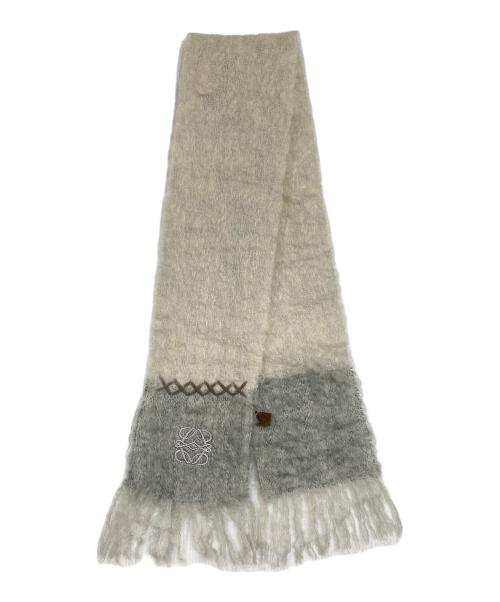 LOEWE（ロエベ）LOEWE (ロエベ) モヘアブレンドアナグラム刺繍マフラー グレーの古着・服飾アイテム