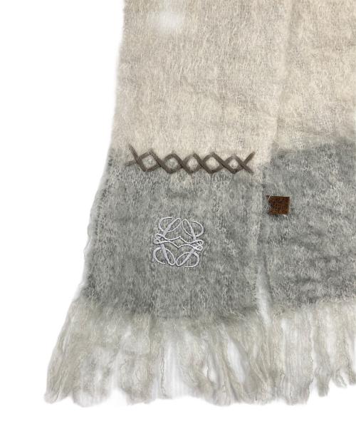 LOEWE（ロエベ）LOEWE (ロエベ) モヘアブレンドアナグラム刺繍マフラー グレーの古着・服飾アイテム