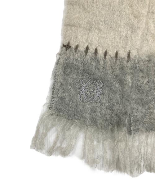LOEWE（ロエベ）LOEWE (ロエベ) モヘアブレンドアナグラム刺繍マフラー グレーの古着・服飾アイテム