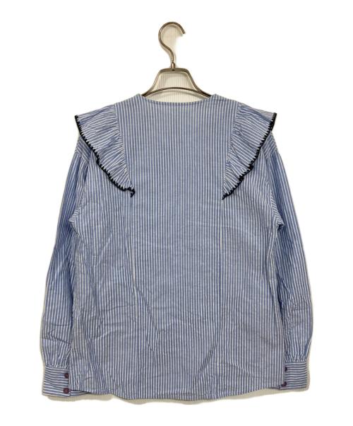 JUSGLITTY（ジャスグリッティー）JUSGLITTY (ジャスグリッティー) 刺繍ラッフルブラウス ブルー サイズ:2の古着・服飾アイテム